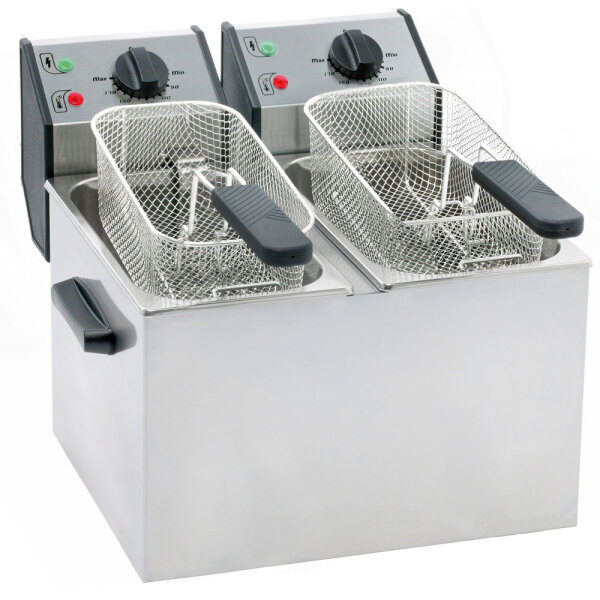 Fritteuse 10 Liter Edelstahl - 2x5 Liter, Tischgerät, 230 V