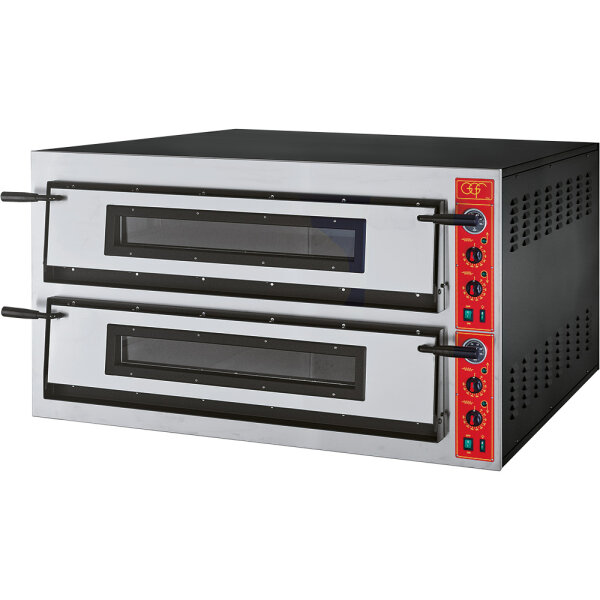 GGF Pizzaofen mit zwei Kammern für 18 Pizzen à 360 mm, Vollschamott, 26,4 kW, 1370 x 1210 x 750 mm (BxTxH)