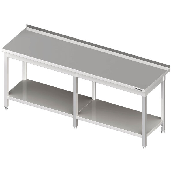 Arbeitstisch mit Grundboden, 2400x700x850 mm, mit Aufkantung, verschweißt
