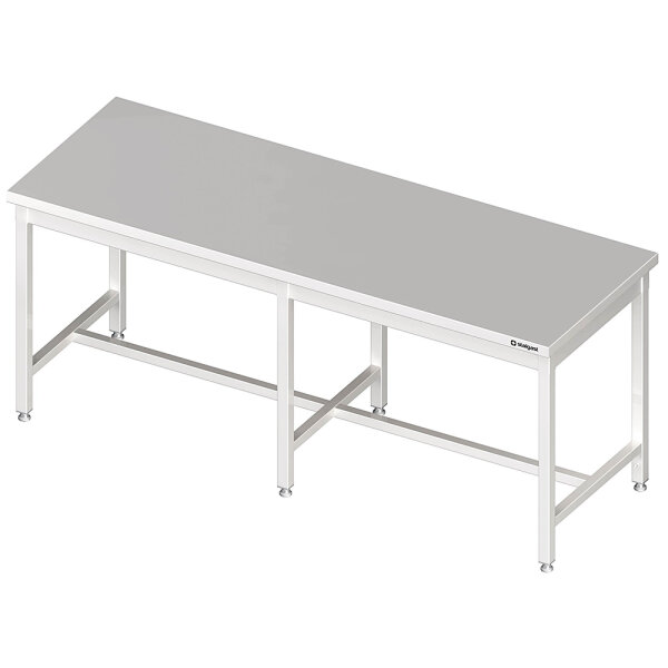 Zentralarbeitstisch mit mittiger Strebe, 2400x800x850 mm, ohne Aufkantung, verschweißt