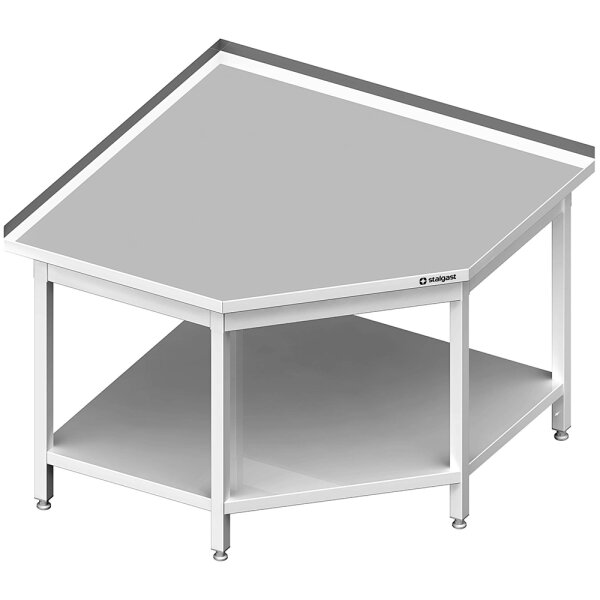 Eckarbeitstisch mit Grundboden, 1200x1200x850 mm (Anbau: 700/600 mm), mit Aufkantung, verschweißt