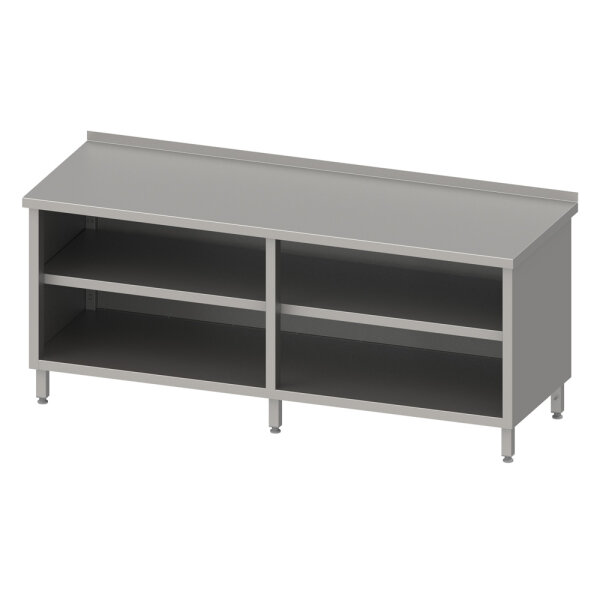 Arbeitsschrank offen mit Grund-und Zwischenboden 2000x600x850 mm, mit Aufkantung, verschweißt