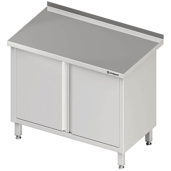 Arbeitsschrank mit Flügeltüren, 1100x600x850 mm, mit Aufkantung, verschweißt