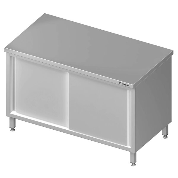 Durchreicheschrank mit Schiebetüren, 800x600x850 mm, ohne Aufkantung, verschweißt