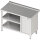 Arbeitstisch mit Grund- und Zwischenboden, 800x700x850 mm, mit Flügeltürschrank rechts, mit Aufkantung, verschweißt
