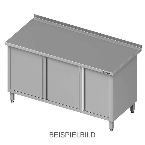 Arbeitsschrank mit Flügeltüren, 1500x600x850 mm, mit Flügeltürschrank links, mit Aufkantung, verschweißt