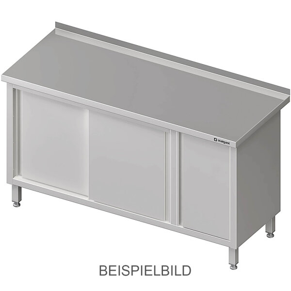 Arbeitsschrank mit Schiebetüren, 1700x600x850 mm, mit Flügeltürschrank links, mit Aufkantung, verschweißt