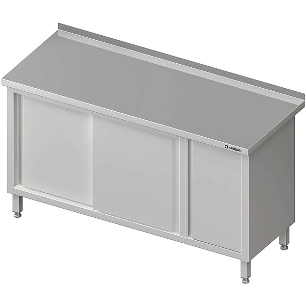 Arbeitsschrank mit Schiebetüren, 1700x700x850 mm, mit Flügeltürschrank rechts, mit Aufkantung, verschweißt