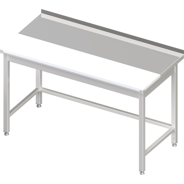 Arbeitstisch ohne Grundboden, 1000x600x850 mm, mit bündig eingelassener PE-Schneideplatte, mit Aufkantung, verschweißt