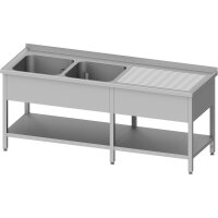 Spültisch mit Grundboden, 2100x600x850 mm, mit zwei...