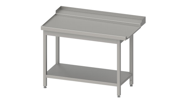 Ablauftisch, Korbführung mit Gefälle, mit Grundboden 900x750x880 mm, Anbauseite links, mit Aufkantung, verschweißt