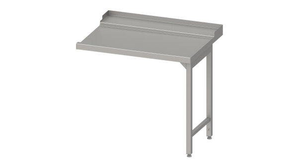 Ablauftisch, Korbführung mit Gefälle, auf zwei Beinen 1700x750x880 mm, Anbauseite rechts, mit Aufkantung, verschweißt