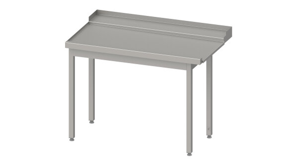 Ablauftisch, Korbführung mit Gefälle, ohne Grundboden 1500x750x880 mm, Anbauseite links, mit Aufkantung, verschweißt