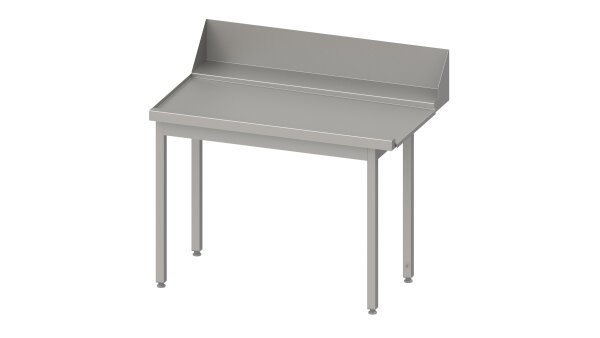 Ablauftisch "PRO", Korbführung mit Gefälle, ohne Grundboden 1600x750x880 mm, Anbauseite links, mit Aufkantung 200 mm und Beckenblende, verschweißt