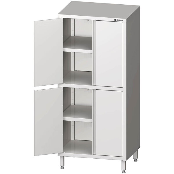 Hochschrank mit Flügeltüren, 800x500x1800 mm, mit zwei Schrankräumen, verschweißt