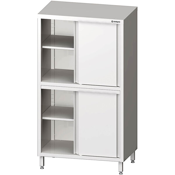 Hochschrank mit Schiebetüren, 1000x600x1800 mm, mit zwei Schrankräumen, verschweißt