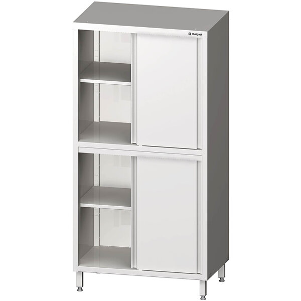 Hochschrank mit Schiebetüren, 1000x700x2000 mm, mit zwei Schrankräumen, verschweißt