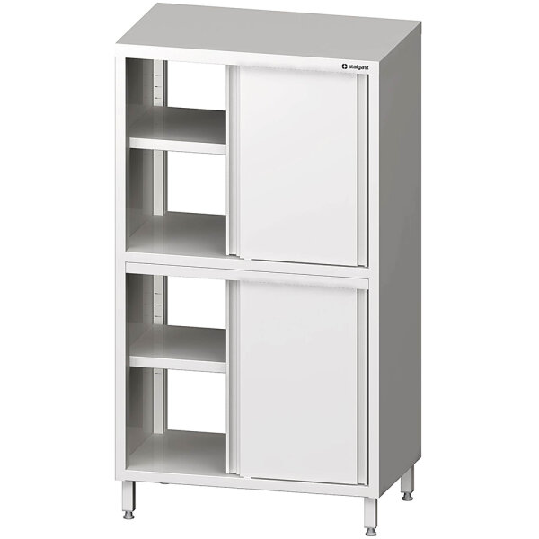 Durchreiche-Hochschrank mit Schiebetüren, 800x500x1800 mm, mit zwei Schrankräumen, verschweißt