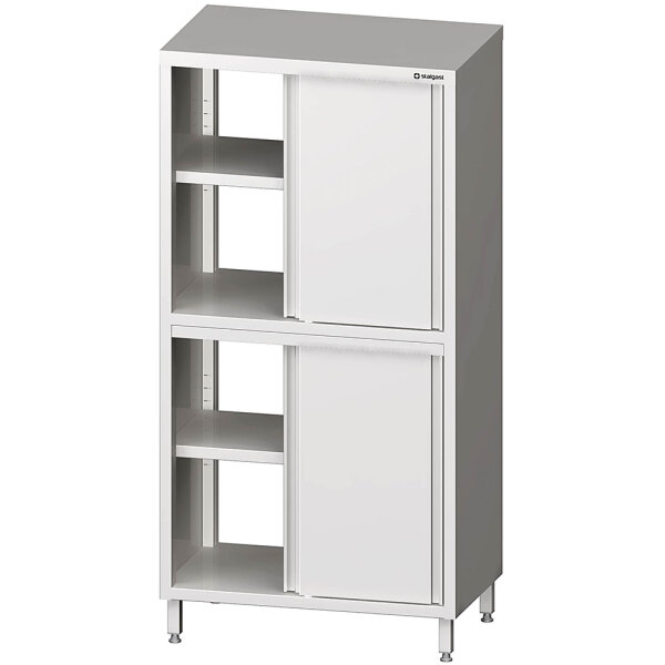 Durchreiche-Hochschrank mit Schiebetüren, 900x500x2000 mm, mit zwei Schrankräumen, verschweißt