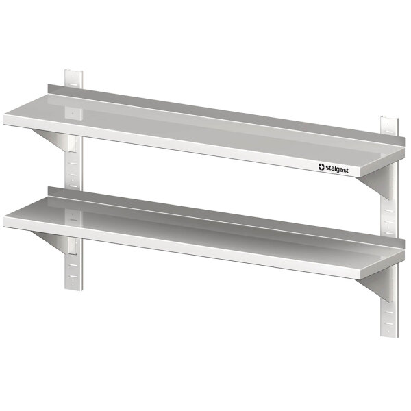 Doppel-Wandbord mit Konsolen, und Wandschienen, 1300x300x660 mm, höhenverstellbar, verschweißt