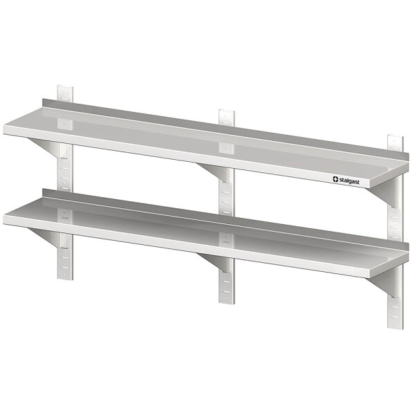 Doppel-Wandbord mit Konsolen, und Wandschienen, 1400x400x660 mm, höhenverstellbar, verschweißt