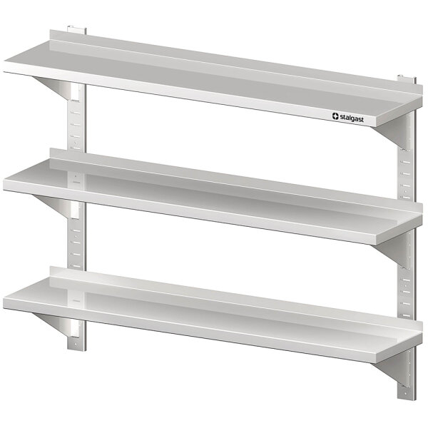 Dreifach-Wandbord mit Konsolen, und Wandschienen, 1100x300x930 mm, höhenverstellbar, verschweißt