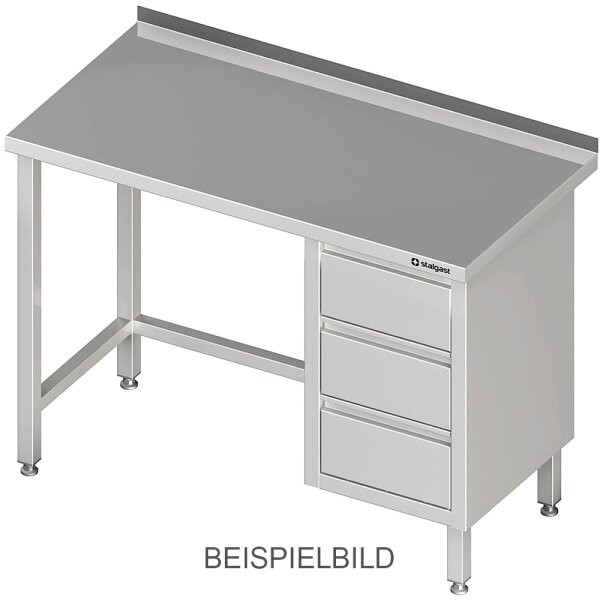 Arbeitstisch ohne Grundboden, 1700x600x850 mm, mit 3er Schubladenblock rechts, ohne Aufkantung, verschweißt