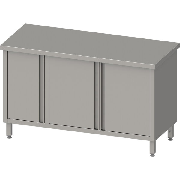 Arbeitsschrank mit Flügeltüren 2000x700x850 mm, mit Flügeltürschrank links, ohne Aufkantung, verschweißt
