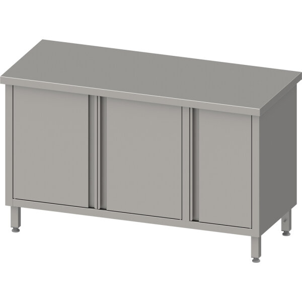Arbeitsschrank mit Flügeltüren, 1500x700x850 mm, mit Flügeltürschrank rechts, ohne Aufkantung, verschweißt