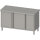 Arbeitsschrank mit Flügeltüren, 1500x700x850 mm, mit Flügeltürschrank rechts, ohne Aufkantung, verschweißt