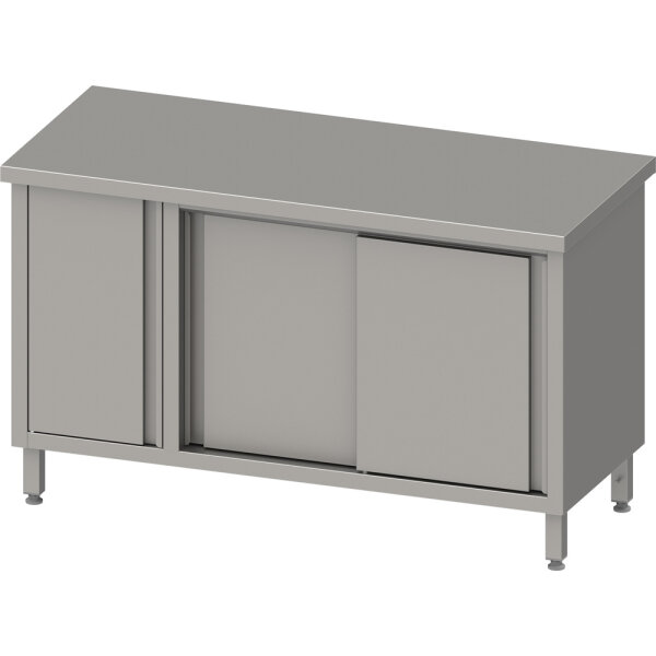 Arbeitsschrank mit Schiebetüren, 1700x600x850 mm, mit Flügeltürschrank links, ohne Aufkantung, verschweißt