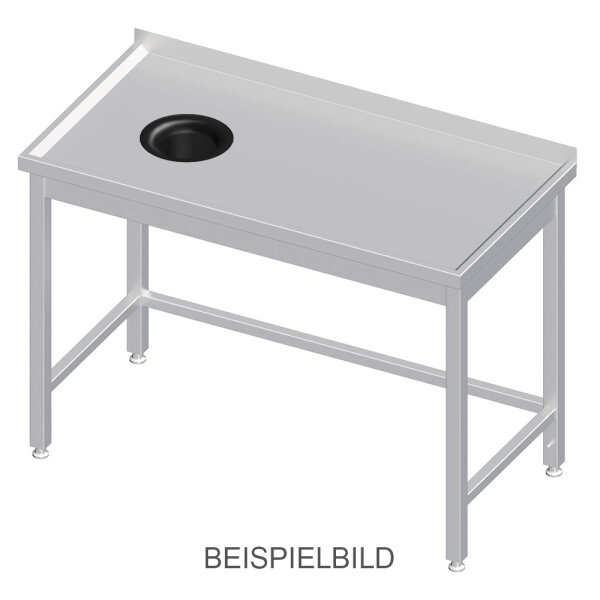 Arbeitstisch ohne Grundboden, 1400x700x850 mm, mit Abfallloch links, ohne Aufkantung, verschweißt