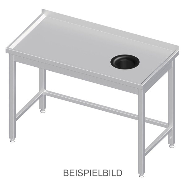 Arbeitstisch ohne Grundboden, 800x700x850 mm, mit Abfallloch rechts, ohne Aufkantung, verschweißt