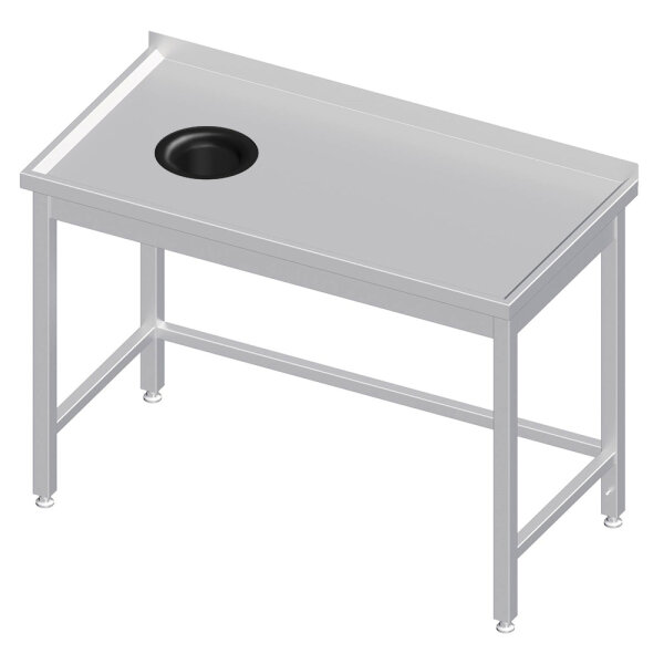 Arbeitstisch ohne Grundboden, 1000x700x850 mm, mit Abfallloch links, mit Aufkantung, verschweißt