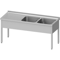Spültisch ohne Grundboden 1400x700x850 mm, mit zwei...