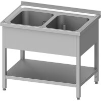 Spültisch mit Grundboden 1000x700x850 mm, mit zwei...