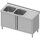 Spülschrank mit Flügeltüren 1400x700x850 mm, mit zwei Becken links, mit Aufkantung, verschweißt
