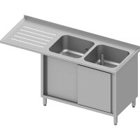 Spülschrank mit Schiebetüren und Überstand...