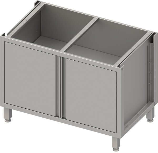 Unterschrank Boxversion 2.0, für Beine/Sockelrahmen, mit Flügeltüren 1300x540x660 mm