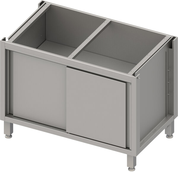 Unterschrank Boxversion 2.0, für Beine/Sockelrahmen, mit Schiebetüren 800x540x660 mm