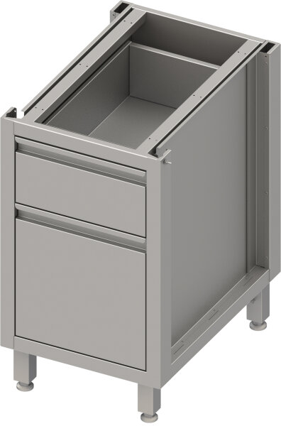 Unterschrank Boxversion 2.0, für Beine/Sockelrahmen, mit zwei unterschiedlichen Schubladen 450x540x660 mm