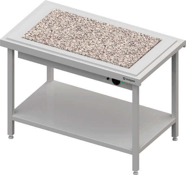 Warmausgabe mit einer Wärmeplatte aus Granit 4x GN1/1, 1570x750x880, Edelstahlabdeckung