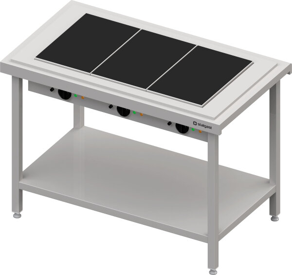 Warmausgabe mit einer Glaskeramik-Wärmeplatte 3x GN1/1, 1245x750x880, Edelstahlabdeckung
