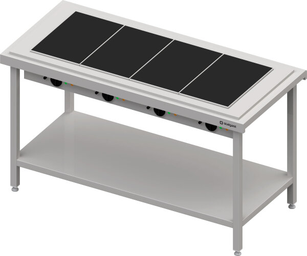 Warmausgabe mit einer Glaskeramik-Wärmeplatte 4x GN1/1, 1570x750x880, Edelstahlabdeckung