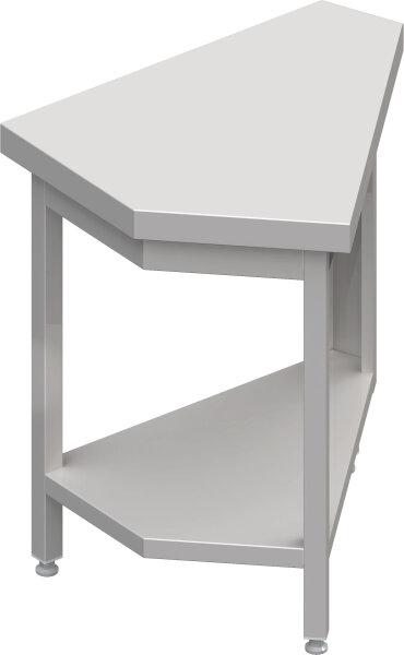 Neutralausgabe 45° Inneneckmodul 644x814x880 mm, Edelstahlarbeitsplatte