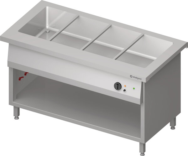 Bain-Marie-Station "Free Flow" mit einem Becken 4x GN1/1, 1465x750x880 mm Edelstahlabdeckung