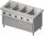 Bain-Marie-Station "Free Flow" 4x GN1/1-Becken, mit Wärmeschrank und Schiebetüren, 1465x750x880 mm Edelstahlabdeckung