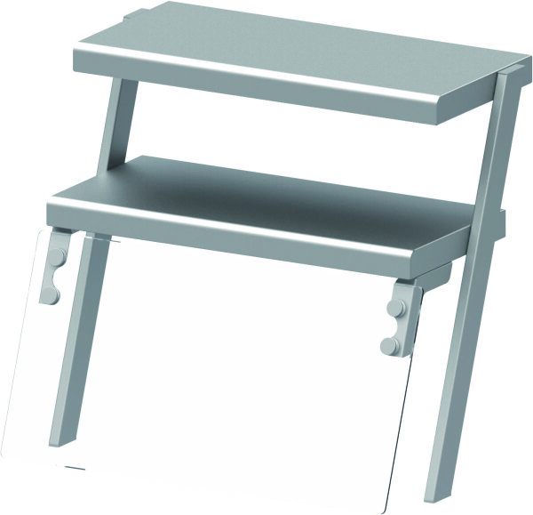 Doppel-Aufsatzbord mit Glas-Hustenschutz und Beleuchtung 434x450x450 mm für Speisenausgabesysteme