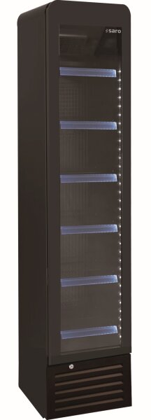 Saro Flaschenkühlschrank mit 130 Liter - 1 Glastür, Schmal, schwarz