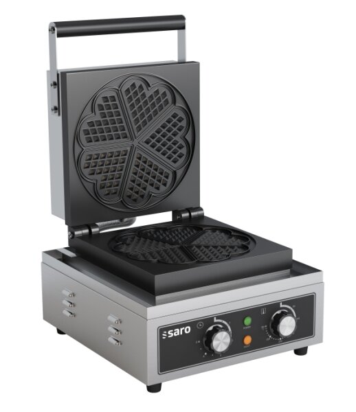 Gastro Waffeleisen für Herzform-Waffeln - mit Timer, Antihaftbeschichtete Platten aus Aluminium